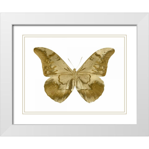 Golden Butterfly III White Modern Wood Framed Art Print with Double Matting by Bosco, Julia