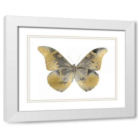 Golden Butterfly II White Modern Wood Framed Art Print with Double Matting by Bosco, Julia