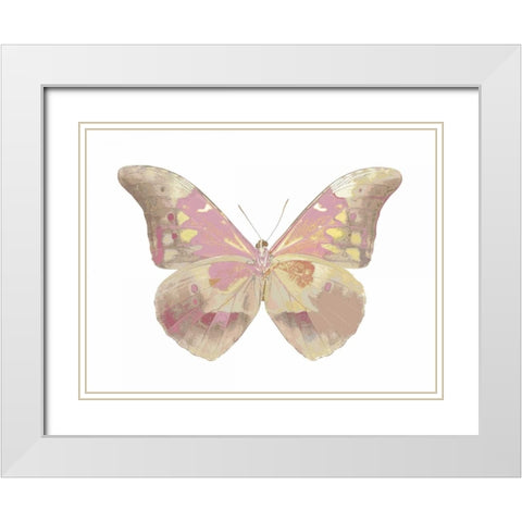 Butterfly in Teal I White Modern Wood Framed Art Print with Double Matting by Bosco, Julia
