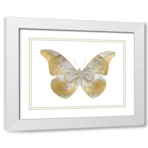 Butterfly in Teal II White Modern Wood Framed Art Print with Double Matting by Bosco, Julia