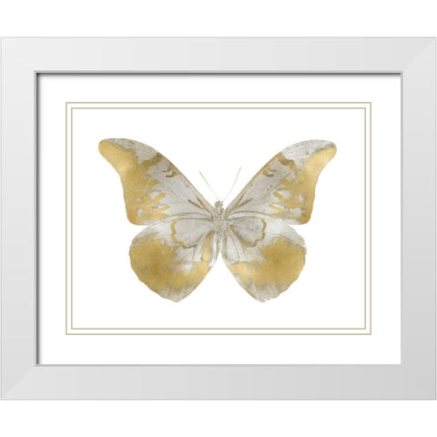 Butterfly in Teal II White Modern Wood Framed Art Print with Double Matting by Bosco, Julia