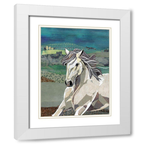 White Horse Freedom White Modern Wood Framed Art Print with Double Matting by McGee, Jenny