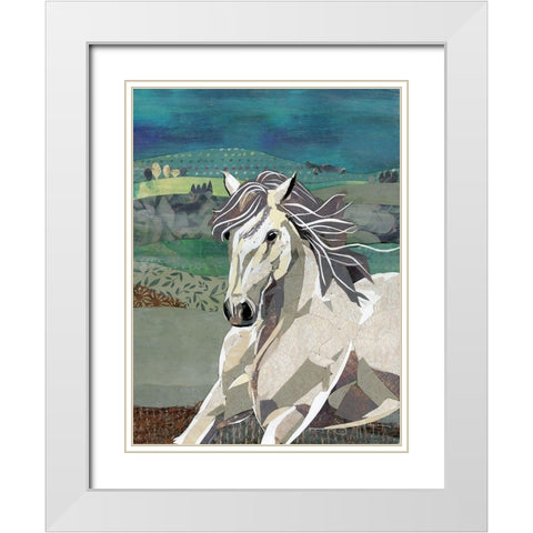 White Horse Freedom White Modern Wood Framed Art Print with Double Matting by McGee, Jenny