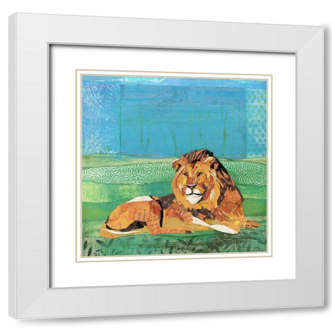 Lion King White Modern Wood Framed Art Print with Double Matting by McGee, Jenny