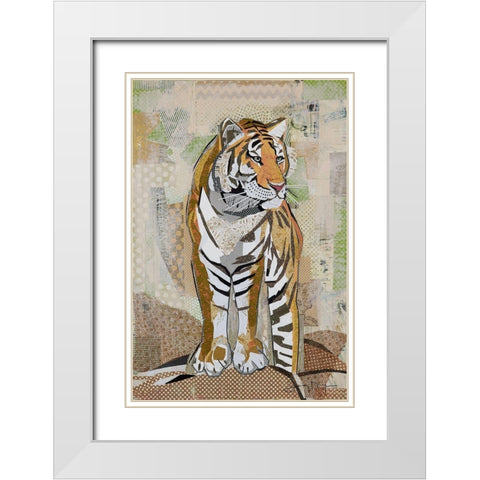 Tiger Strength White Modern Wood Framed Art Print with Double Matting by McGee, Jenny