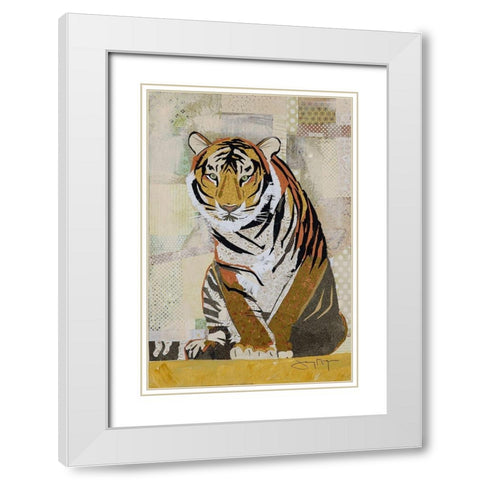 Tiger Perseverance White Modern Wood Framed Art Print with Double Matting by McGee, Jenny