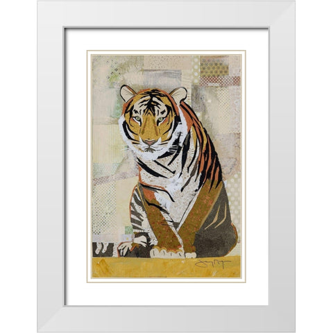 Tiger Perseverance White Modern Wood Framed Art Print with Double Matting by McGee, Jenny