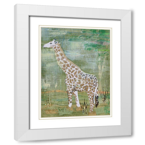 Majestic Giraffe White Modern Wood Framed Art Print with Double Matting by McGee, Jenny