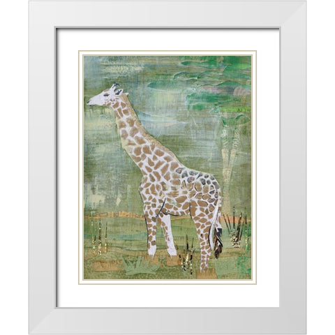 Majestic Giraffe White Modern Wood Framed Art Print with Double Matting by McGee, Jenny
