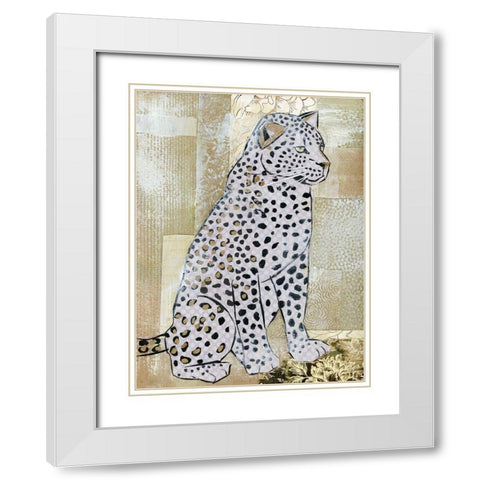Leopard Beauty White Modern Wood Framed Art Print with Double Matting by McGee, Jenny