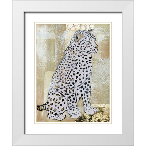 Leopard Beauty White Modern Wood Framed Art Print with Double Matting by McGee, Jenny