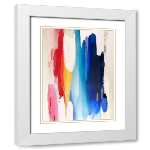 Lively I White Modern Wood Framed Art Print with Double Matting by Hanson, Jackie