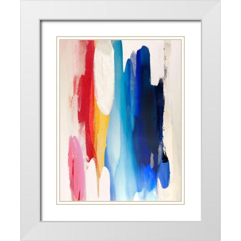 Lively I White Modern Wood Framed Art Print with Double Matting by Hanson, Jackie