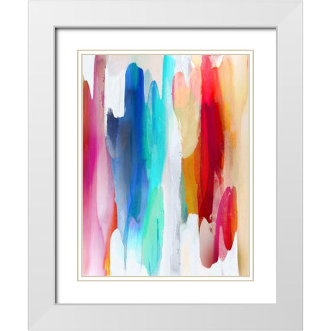 Lively II White Modern Wood Framed Art Print with Double Matting by Hanson, Jackie