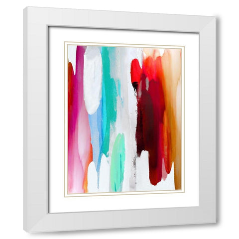 Lively III White Modern Wood Framed Art Print with Double Matting by Hanson, Jackie