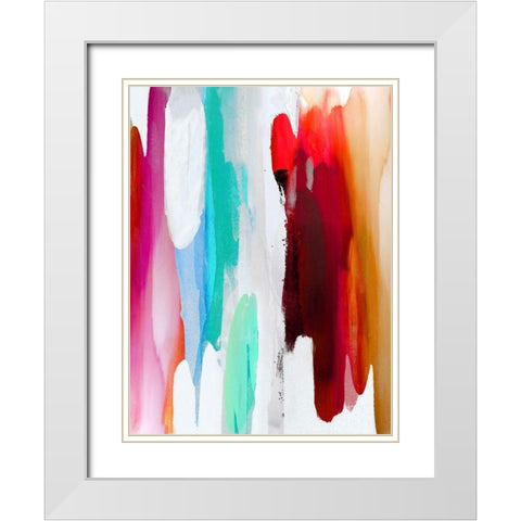 Lively III White Modern Wood Framed Art Print with Double Matting by Hanson, Jackie