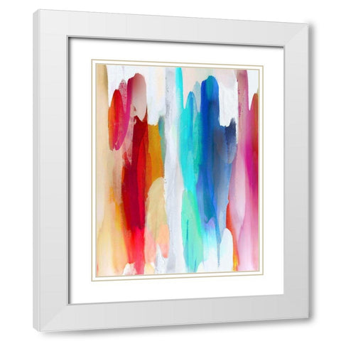 Lively IV White Modern Wood Framed Art Print with Double Matting by Hanson, Jackie