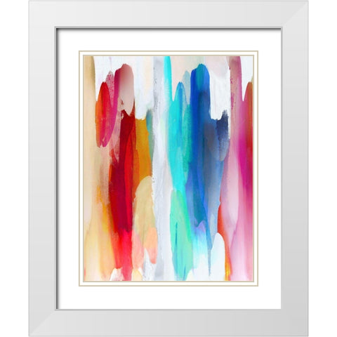 Lively IV White Modern Wood Framed Art Print with Double Matting by Hanson, Jackie