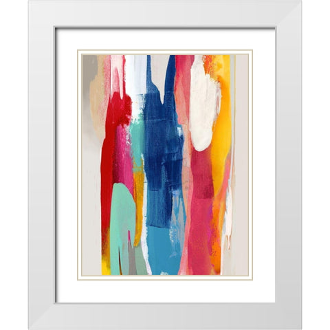 Lively V White Modern Wood Framed Art Print with Double Matting by Hanson, Jackie