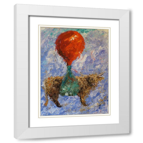 Steer White Modern Wood Framed Art Print with Double Matting by Foster, Joseph Marshal