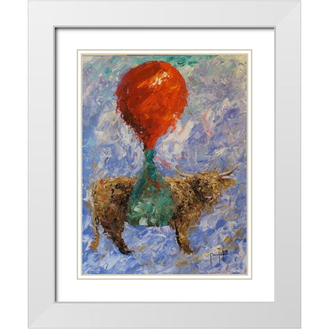 Steer White Modern Wood Framed Art Print with Double Matting by Foster, Joseph Marshal