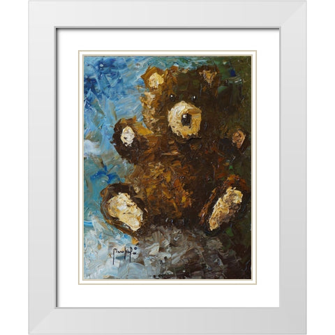Teddy Bear White Modern Wood Framed Art Print with Double Matting by Foster, Joseph Marshal