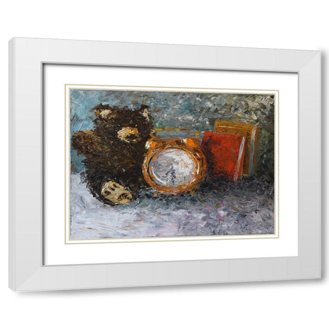 Teddy Bear Time White Modern Wood Framed Art Print with Double Matting by Foster, Joseph Marshal