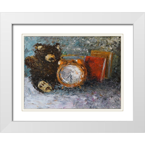 Teddy Bear Time White Modern Wood Framed Art Print with Double Matting by Foster, Joseph Marshal