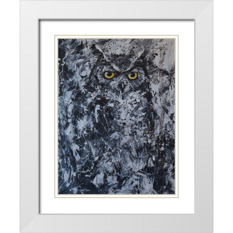 Owl II White Modern Wood Framed Art Print with Double Matting by Foster, Joseph Marshal
