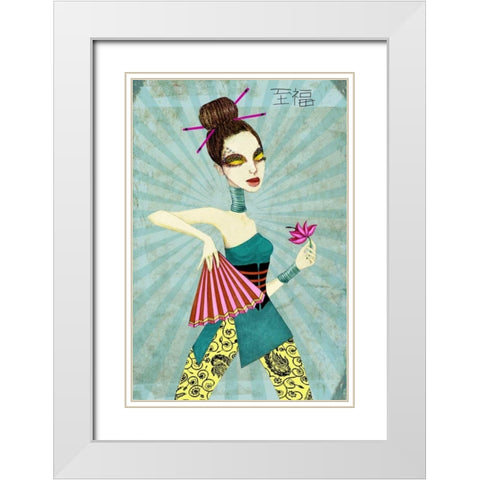 Geisha II White Modern Wood Framed Art Print with Double Matting by Goddess, Jami