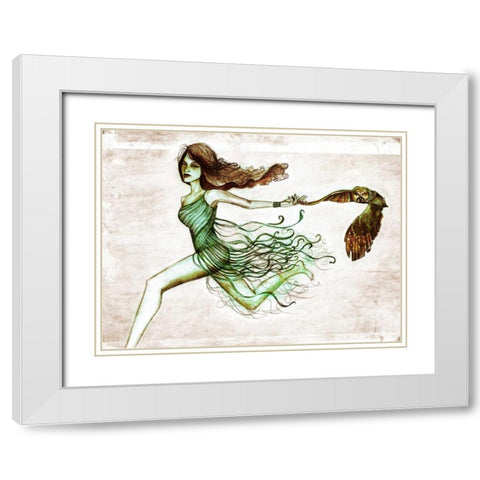 Owl III White Modern Wood Framed Art Print with Double Matting by Goddess, Jami