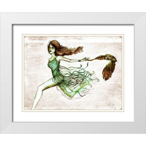 Owl III White Modern Wood Framed Art Print with Double Matting by Goddess, Jami
