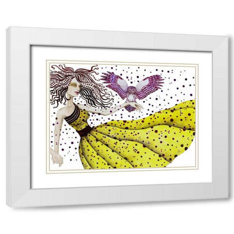 Owl II White Modern Wood Framed Art Print with Double Matting by Goddess, Jami