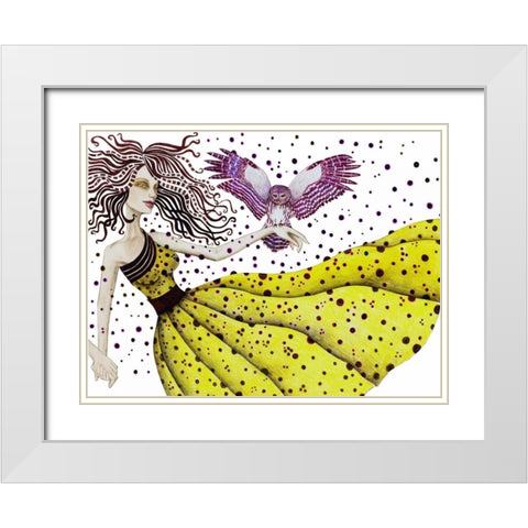 Owl II White Modern Wood Framed Art Print with Double Matting by Goddess, Jami