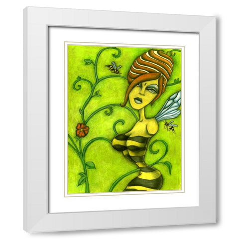 Queen Bee White Modern Wood Framed Art Print with Double Matting by Goddess, Jami
