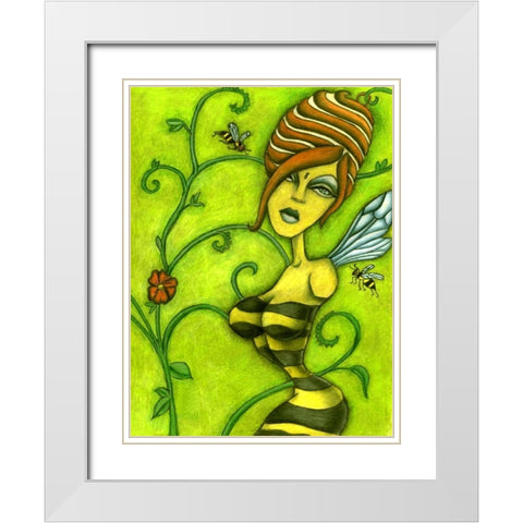 Queen Bee White Modern Wood Framed Art Print with Double Matting by Goddess, Jami