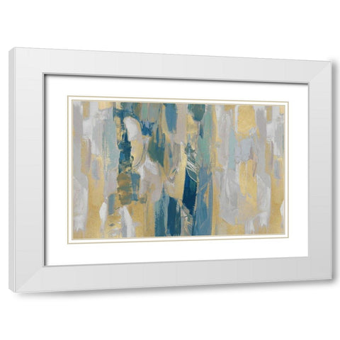 Revelation Teal White Modern Wood Framed Art Print with Double Matting by Martin, Jennifer