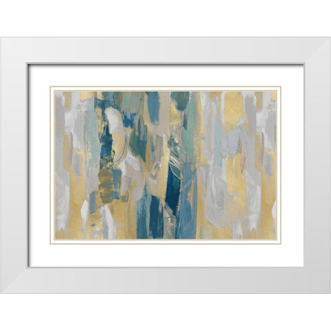 Revelation Teal White Modern Wood Framed Art Print with Double Matting by Martin, Jennifer