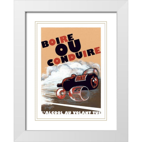Boire ou Conduire White Modern Wood Framed Art Print with Double Matting by Got, Jean-Pierre