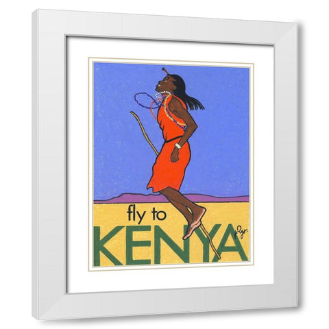Fly to Kenya White Modern Wood Framed Art Print with Double Matting by Got, Jean Pierre