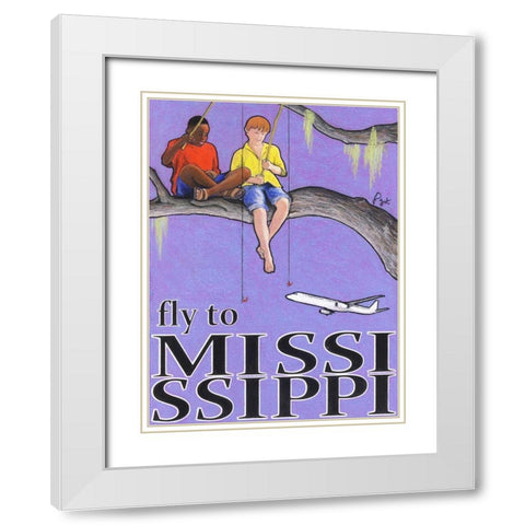 Fly to Mississippi White Modern Wood Framed Art Print with Double Matting by Got, Jean Pierre