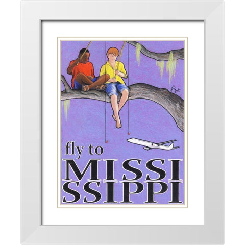 Fly to Mississippi White Modern Wood Framed Art Print with Double Matting by Got, Jean Pierre