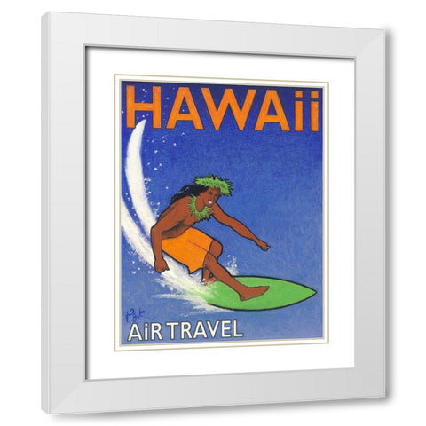 Hawaii Air Travel White Modern Wood Framed Art Print with Double Matting by Got, Jean Pierre