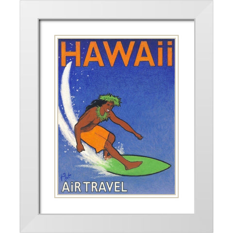 Hawaii Air Travel White Modern Wood Framed Art Print with Double Matting by Got, Jean Pierre