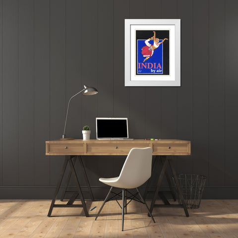 India by Air White Modern Wood Framed Art Print with Double Matting by Got, Jean Pierre