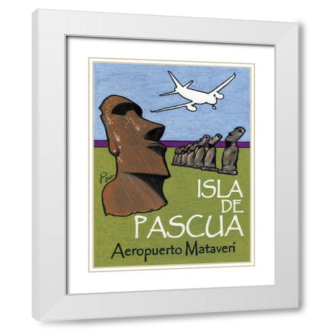 Isla de Pascua White Modern Wood Framed Art Print with Double Matting by Got, Jean Pierre