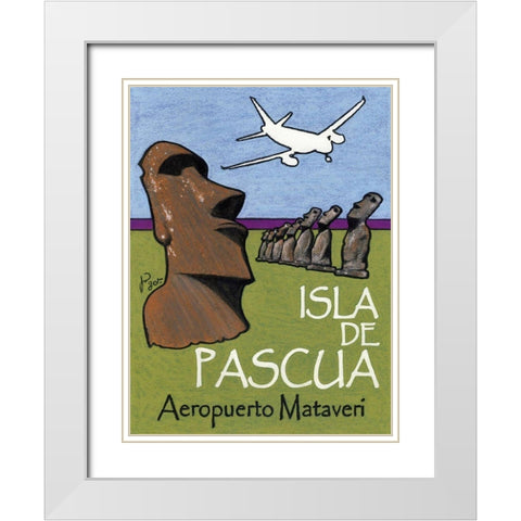 Isla de Pascua White Modern Wood Framed Art Print with Double Matting by Got, Jean Pierre