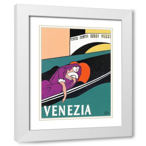 Venezia White Modern Wood Framed Art Print with Double Matting by Got, Jean Pierre