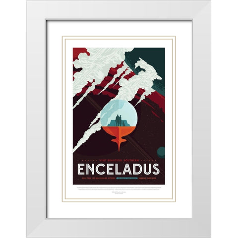 Enceladus White Modern Wood Framed Art Print with Double Matting by JPL
