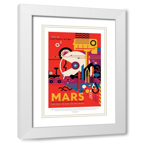 Mars White Modern Wood Framed Art Print with Double Matting by JPL